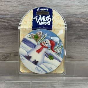 Mug Mates from Pimpernel 4 Big Coasters Christmas Snowman Penguin New Sealed